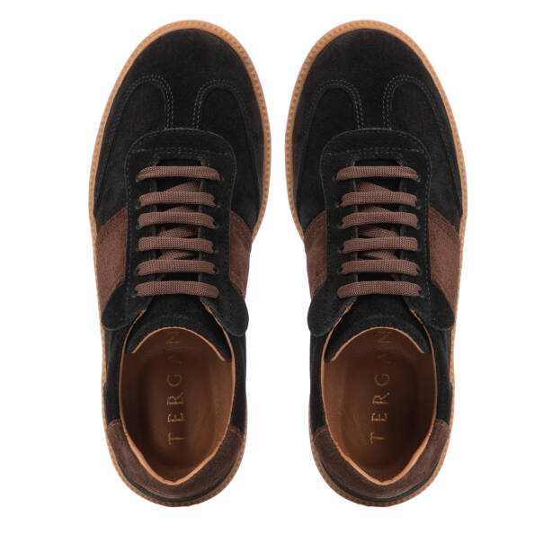 Siyah Hakiki Süet Deri Kadın Sneaker - K4MEAY068704-A01 - Tergan Four Season