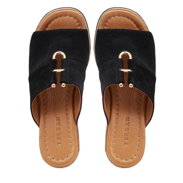 Siyah Hakiki Süet Deri Kadın Terlik - K26Y1TR68606-A01 - 5