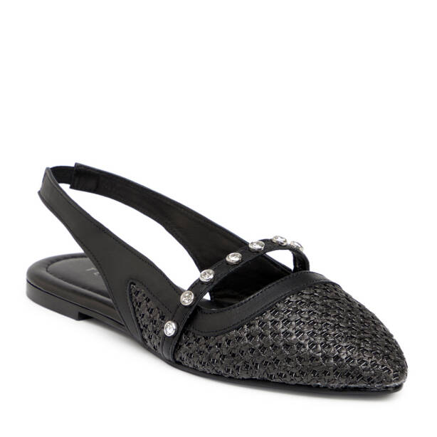 Siyah Hasır - Deri Kadın Sandalet - K25Y1SN68075-A23 - 2