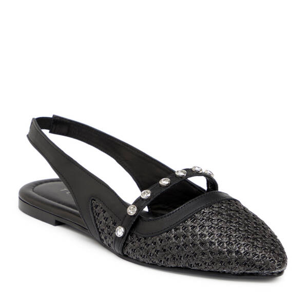 Siyah Hasır - Deri Kadın Sandalet - K25Y1SN68075-A23 - 2