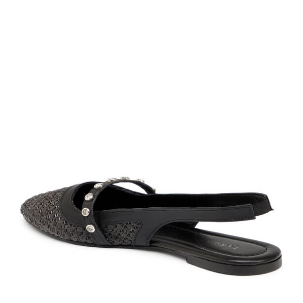 Siyah Hasır - Deri Kadın Sandalet - K25Y1SN68075-A23 - 3