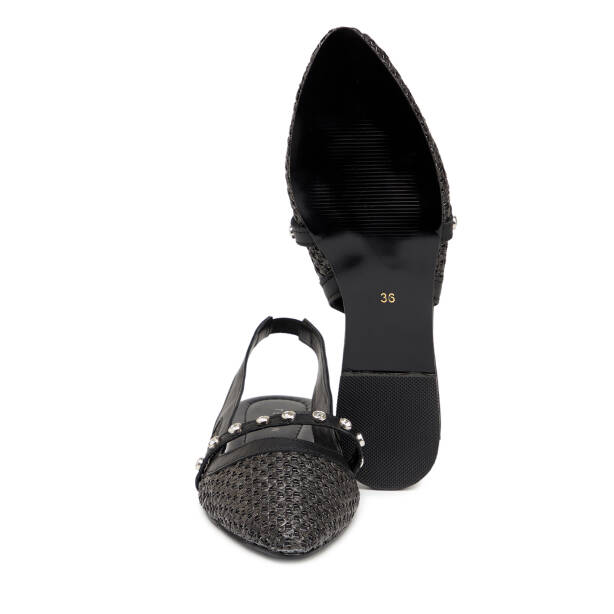 Siyah Hasır - Deri Kadın Sandalet - K25Y1SN68075-A23 - 4