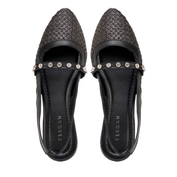 Siyah Hasır - Deri Kadın Sandalet - K25Y1SN68075-A23 - 5