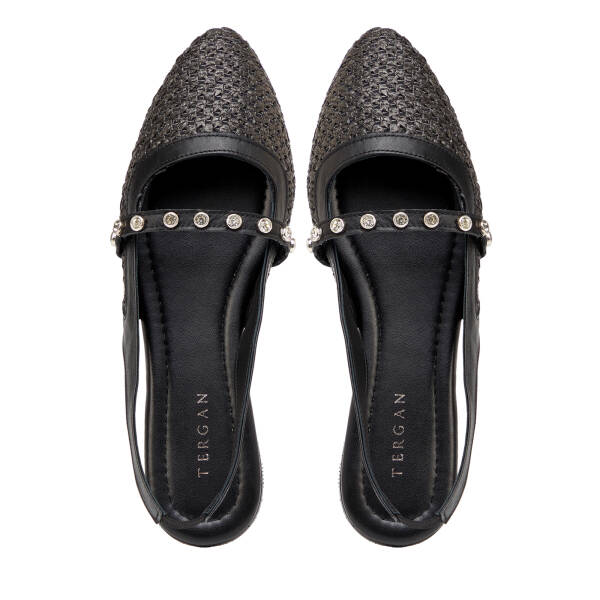 Siyah Hasır - Deri Kadın Sandalet - K25Y1SN68075-A23 - 5