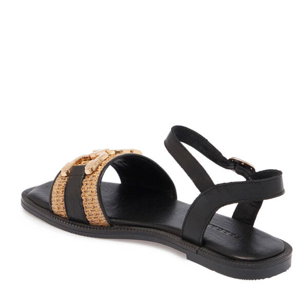 Siyah Hasır - Deri Kadın Sandalet - K25Y1SN68109-A23 - 3