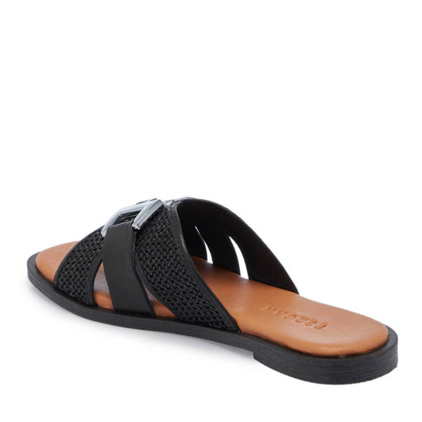 Siyah Hasır - Deri Kadın Terlik - K25Y1TR67962-A23 - 3