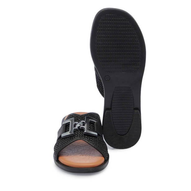 Siyah Hasır - Deri Kadın Terlik - K25Y1TR67962-A23 - 4