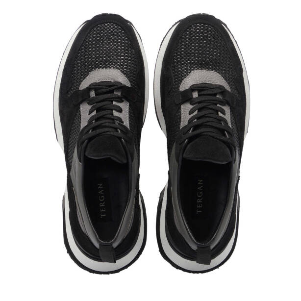 Siyah Hasır - Süet Deri Erkek Sneaker - E24I1AY56714-A01 - 5