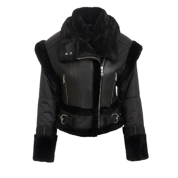 Siyah Hakiki Deri Kadın Deri Mont - K24KKM320475-D51 - 1