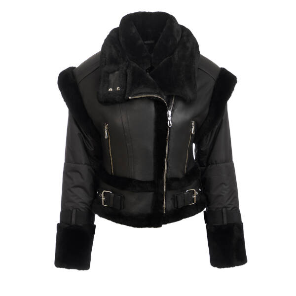 Siyah Hakiki Deri Kadın Deri Mont - K24KKM320475-D51 - 1