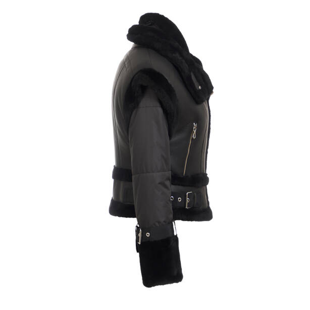 Siyah Hakiki Deri Kadın Deri Mont - K24KKM320475-D51 - 3