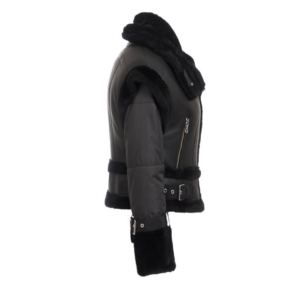 Siyah Hakiki Deri Kadın Deri Mont - K24KKM320475-D51 - 3