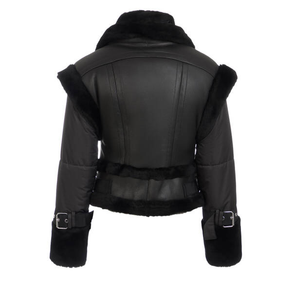 Siyah Hakiki Deri Kadın Deri Mont - K24KKM320475-D51 - 4