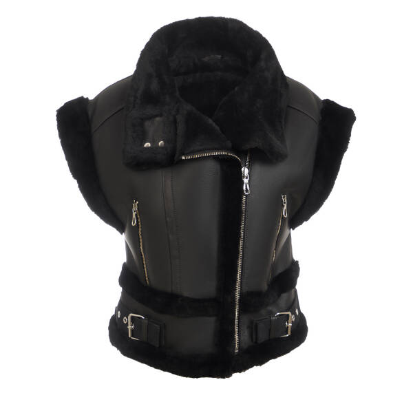 Siyah Hakiki Deri Kadın Deri Mont - K24KKM320475-D51 - 6