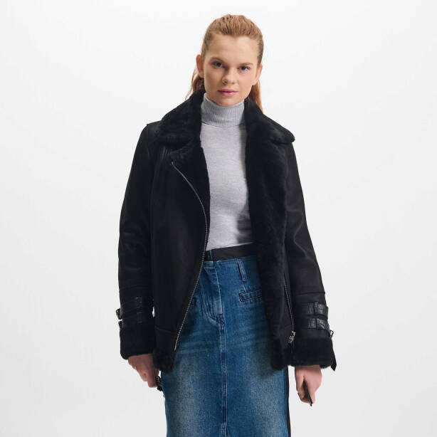 Siyah Kürk Kadın Deri Mont - K21KKM320218-R84 - 2