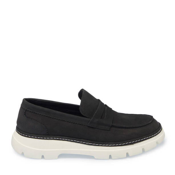 Siyah Hakiki Nubuk Deri Erkek Casual Ayakkabı - E25I1AY57162-A64 - 3