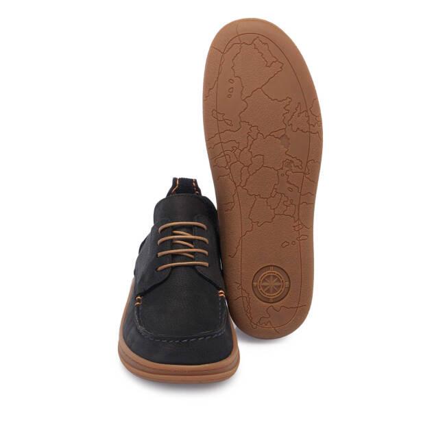 Siyah Hakiki Nubuk Deri Erkek Casual Ayakkabı - E25I1AY57175-A64 - 4