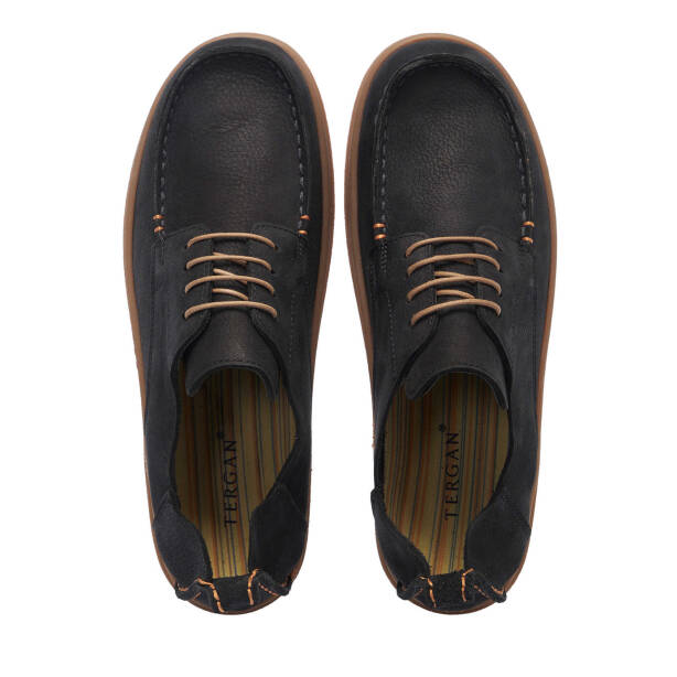 Siyah Hakiki Nubuk Deri Erkek Casual Ayakkabı - E25I1AY57175-A64 - 5