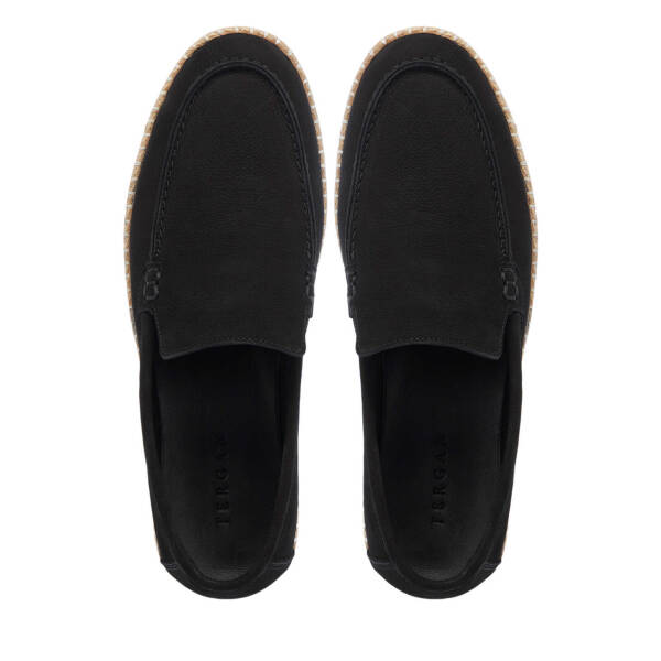 Siyah Hakiki Nubuk Deri Erkek Espadril - E25I1AY57215-A64 - 5