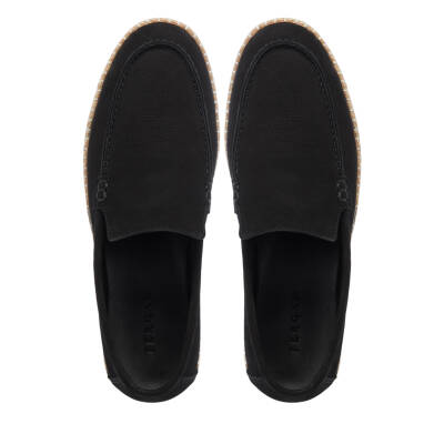 Siyah Nubuk Deri Erkek Espadril - E25I1AY57215-A64 - 5