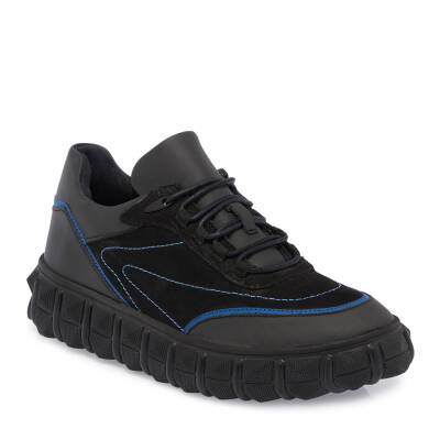 Siyah Nubuk Deri Erkek Sneaker - E23S1AY56377-B31 - 1