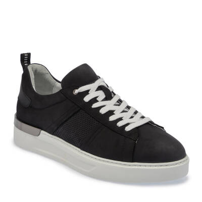 Siyah Nubuk Deri Erkek Sneaker - E24I1AY56638-A64 - 1