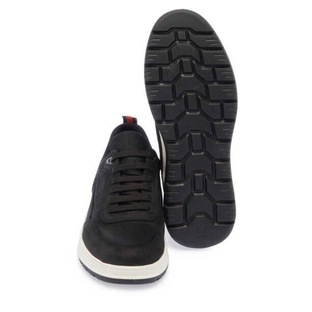Siyah Nubuk Deri Erkek Sneaker - E24I1AY56683-A64 - 4