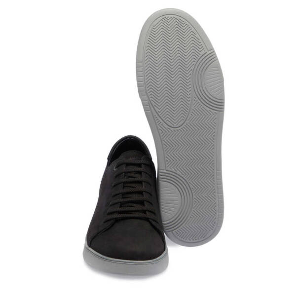 Siyah Hakiki Nubuk Deri Erkek Sneaker - E24I1AY56820-A64 - 4