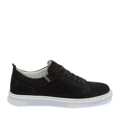 Siyah Nubuk Deri Erkek Sneaker - E24I1AY56865-A64 - 3