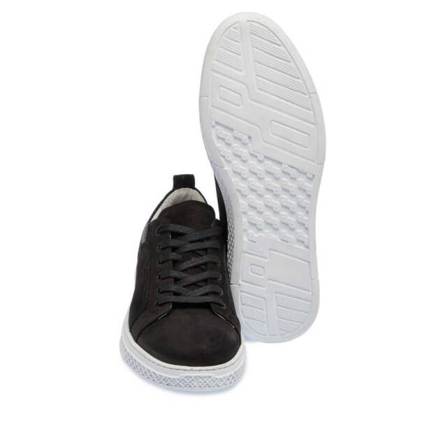 Siyah Nubuk Deri Erkek Sneaker - E24I1AY56865-A64 - 4
