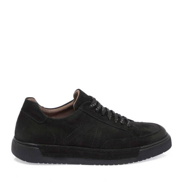 Siyah Hakiki Nubuk Deri Erkek Sneaker - E24I1AY56905-A64 - Tergan