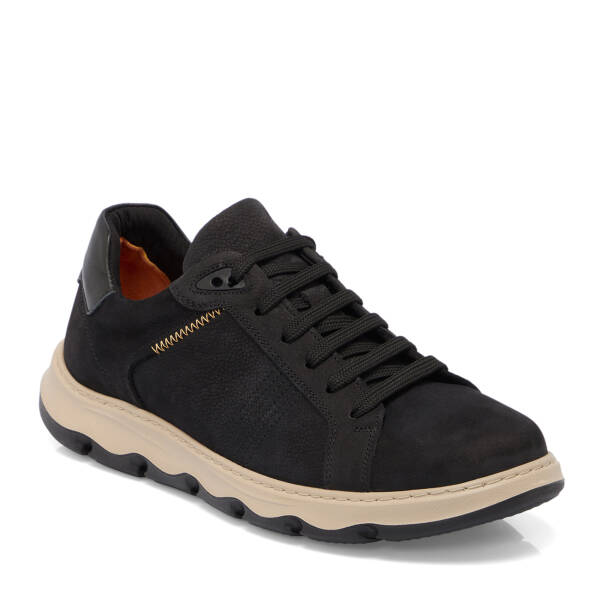 Siyah Nubuk Deri Erkek Sneaker - E25S1AY57428-A64 - 1