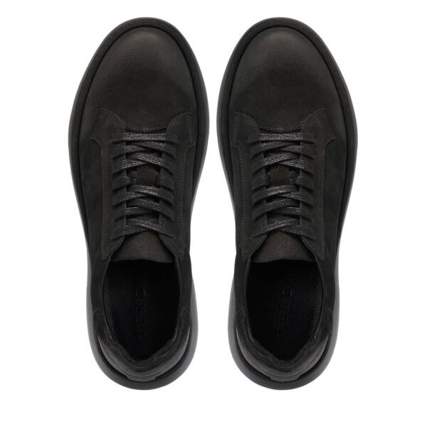 Siyah Nubuk Deri Erkek Sneaker - E25S1AY57471-A64 - 5