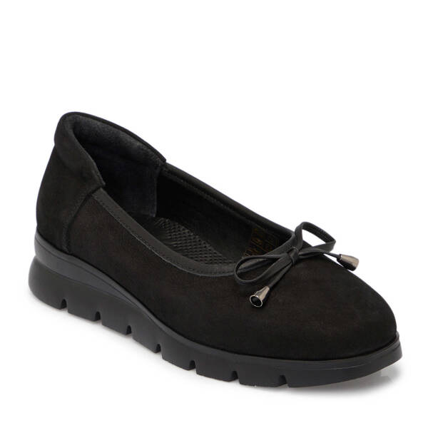 Siyah Nubuk Deri Kadın Babet - K25S1AY68244-A64 - 1