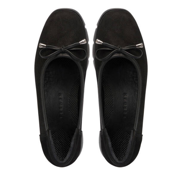 Siyah Nubuk Deri Kadın Babet - K25S1AY68244-A64 - Tergan