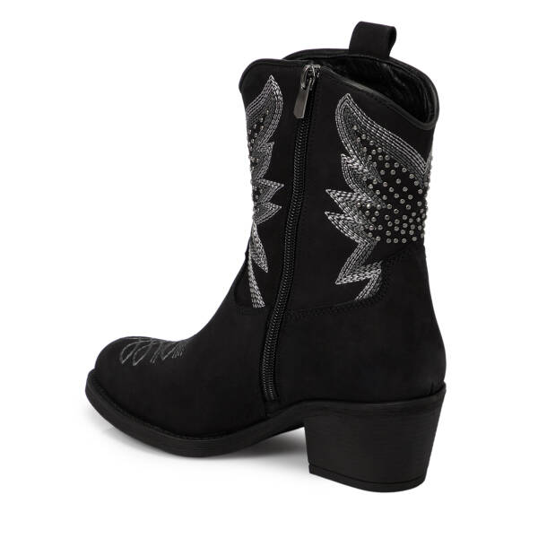 Siyah Hakiki Nubuk Deri Kadın Bot - K25K1BT68312-A64 - 3