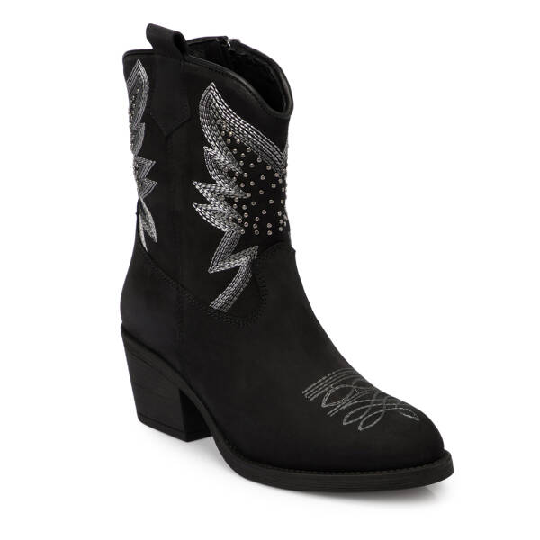 Siyah Nubuk Deri Kadın Bot - K25K1BT68312-A64 - 1