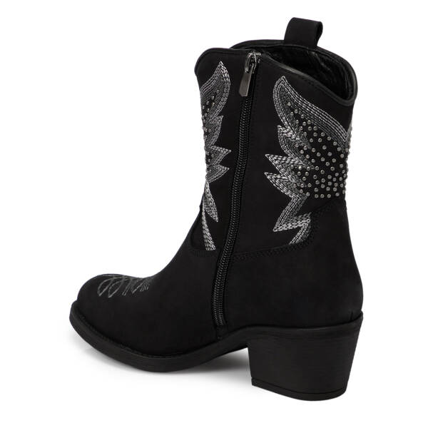 Siyah Nubuk Deri Kadın Bot - K25K1BT68312-A64 - 2