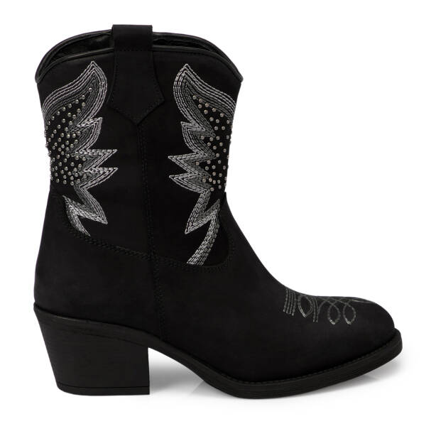 Siyah Nubuk Deri Kadın Bot - K25K1BT68312-A64 - 3