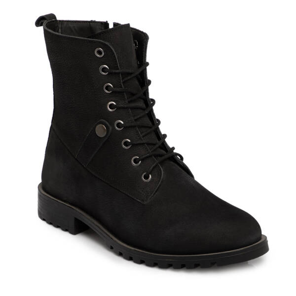 Siyah Hakiki Nubuk Deri Kadın Bot - K25K1BT68502-A64 - 2