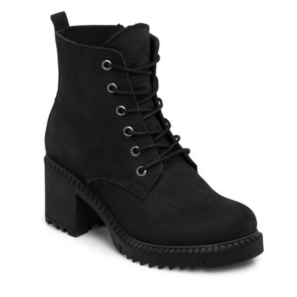 Siyah Hakiki Nubuk Deri Kadın Bot - K25K1BT68505-A64 - 2