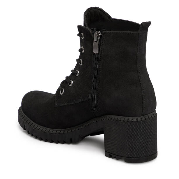 Siyah Hakiki Nubuk Deri Kadın Bot - K25K1BT68505-A64 - Tergan