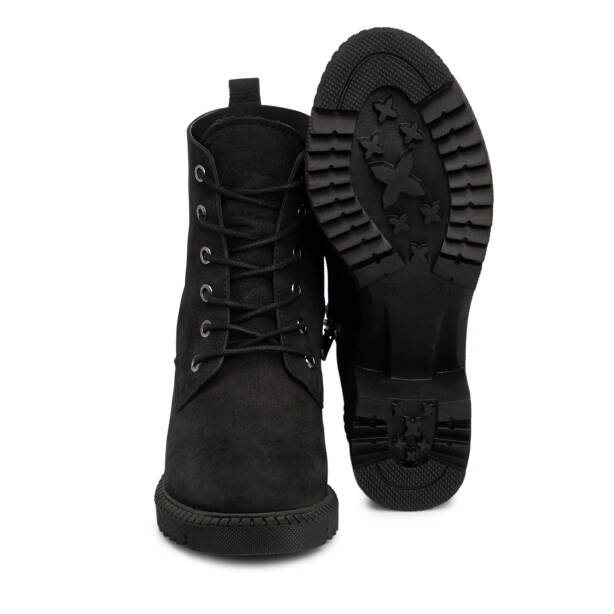 Siyah Hakiki Nubuk Deri Kadın Bot - K25K1BT68505-A64 - Tergan