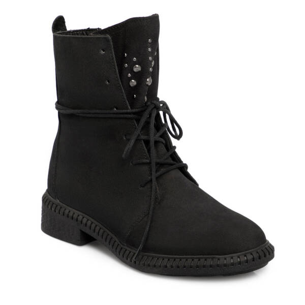 Siyah Hakiki Nubuk Deri Kadın Bot - K25K1BT68506-A64 - 2