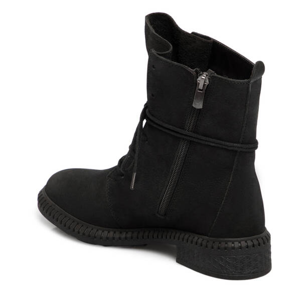 Siyah Hakiki Nubuk Deri Kadın Bot - K25K1BT68506-A64 - Tergan