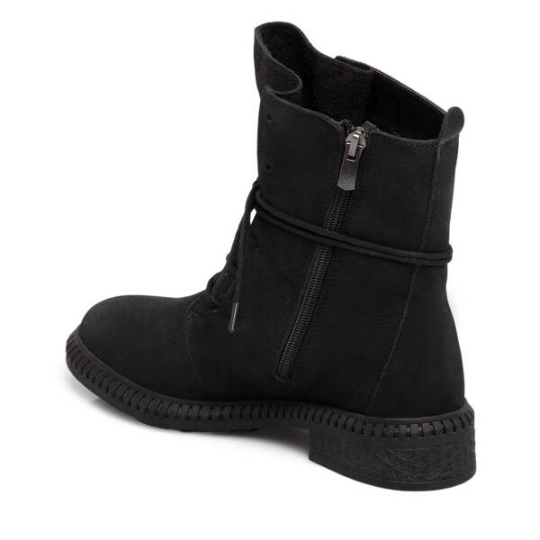 Siyah Hakiki Nubuk Deri Kadın Bot - K25K1BT68506-A64 - 3