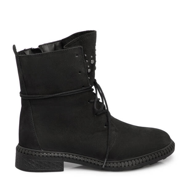 Siyah Hakiki Nubuk Deri Kadın Bot - K25K1BT68506-A64 - Tergan