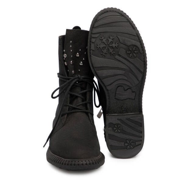 Siyah Hakiki Nubuk Deri Kadın Bot - K25K1BT68506-A64 - Tergan