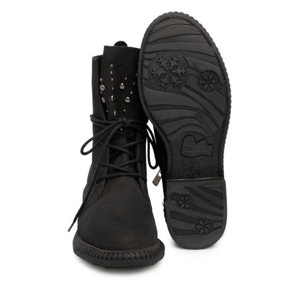 Siyah Hakiki Nubuk Deri Kadın Bot - K25K1BT68506-A64 - 4