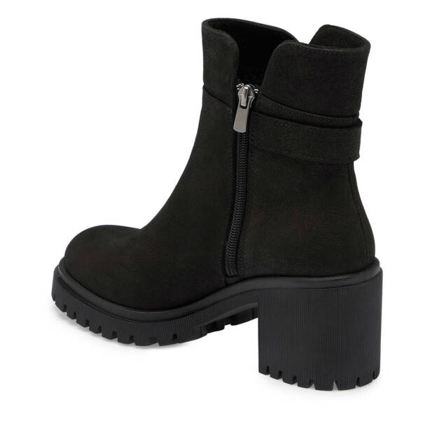 Siyah Nubuk Deri Kadın Casual Bot - K24K1BT67585-A64 - 2